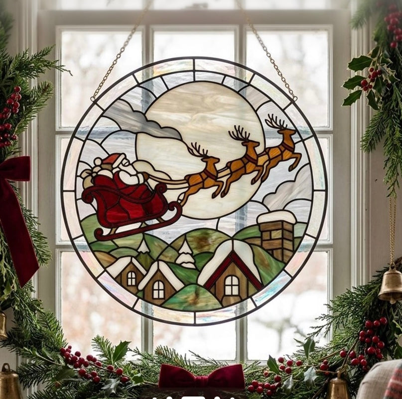 ELLIS & MOORE CHRISTMAS CRUSHED GLASS SUNCATCHERS