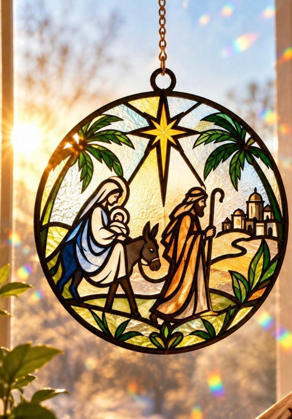 ELLIS & MOORE CHRISTMAS CRUSHED GLASS SUNCATCHERS
