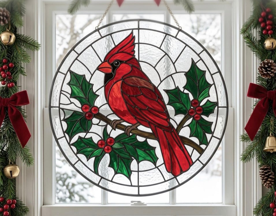 ELLIS & MOORE CHRISTMAS CRUSHED GLASS SUNCATCHERS