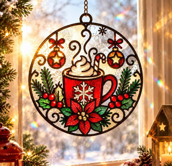 ELLIS & MOORE CHRISTMAS CRUSHED GLASS SUNCATCHERS
