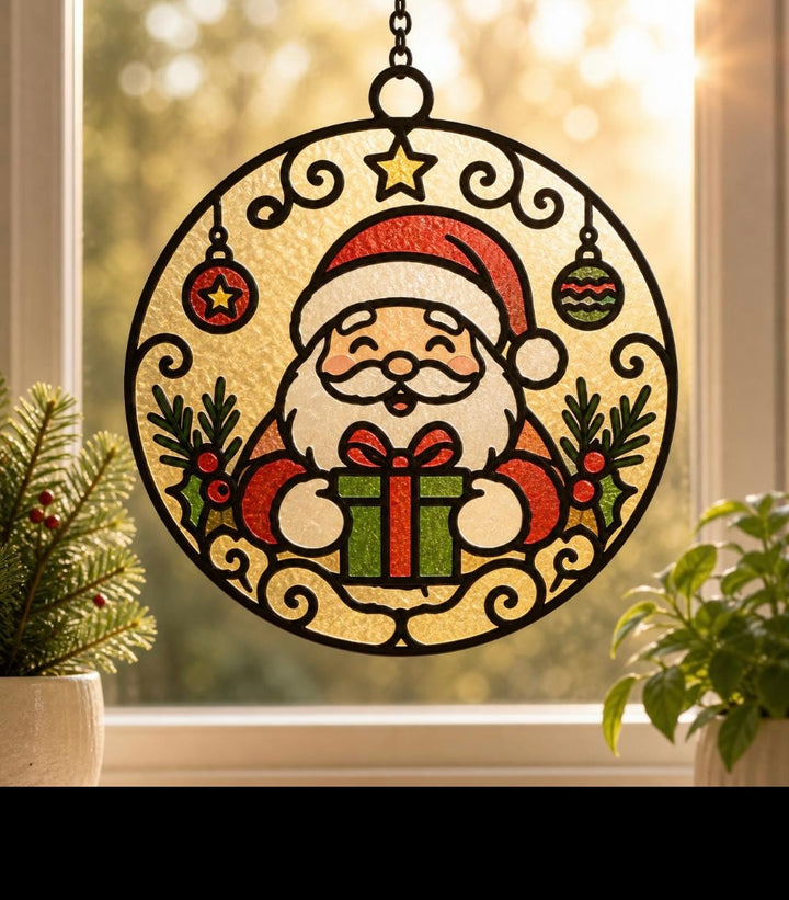 ELLIS & MOORE CHRISTMAS CRUSHED GLASS SUNCATCHERS