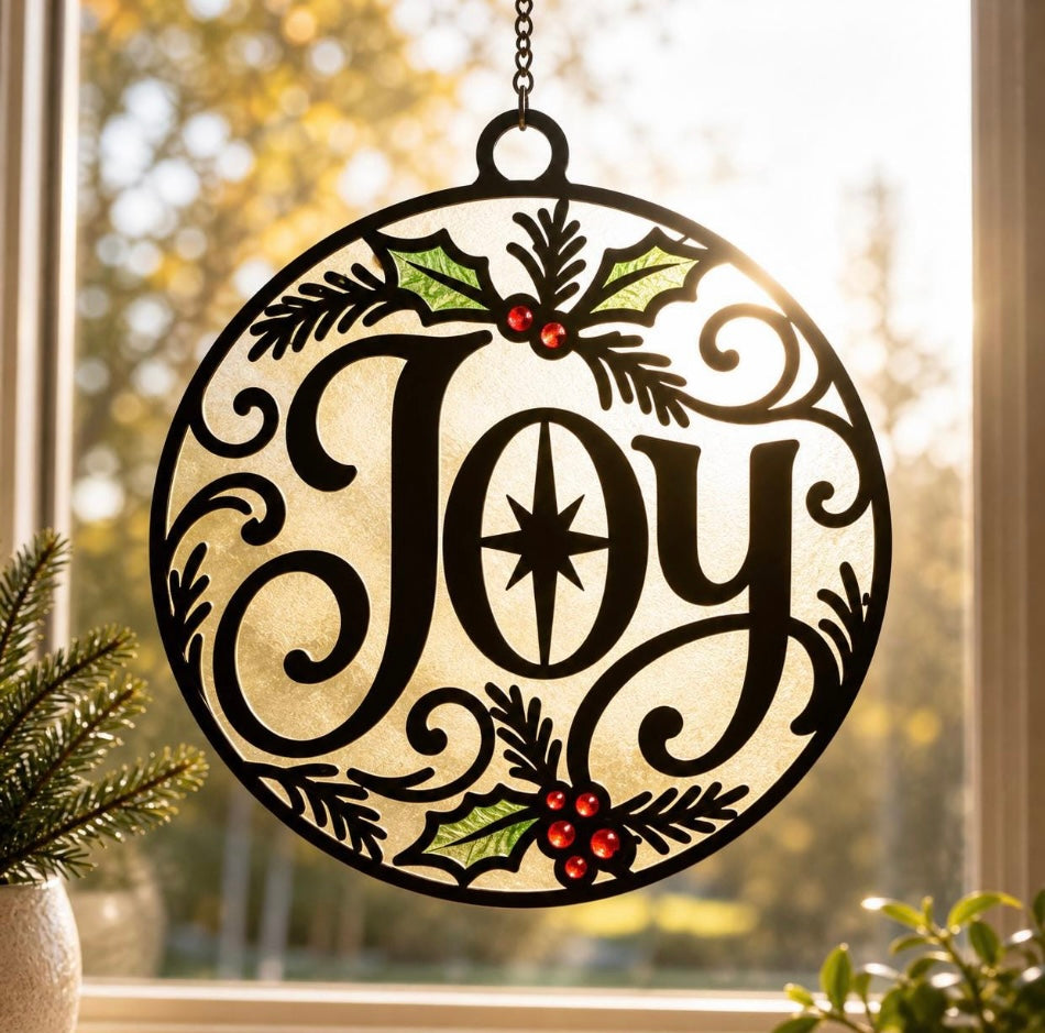 ELLIS & MOORE CHRISTMAS CRUSHED GLASS SUNCATCHERS