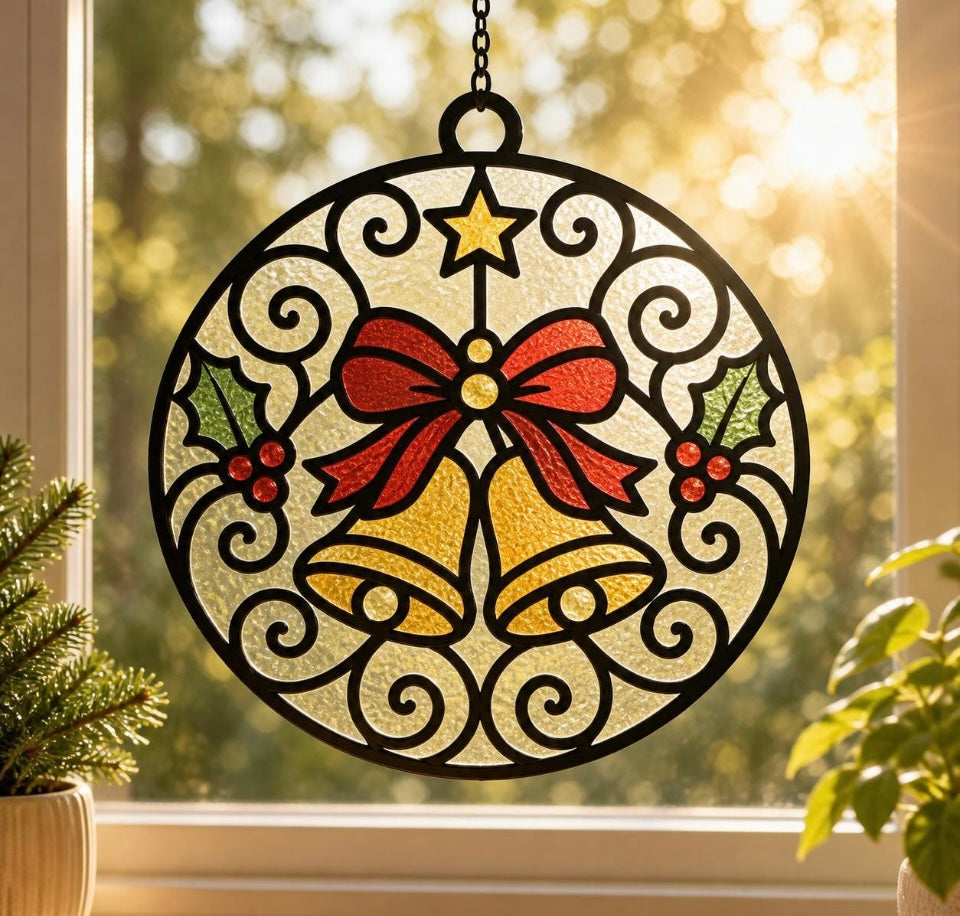 ELLIS & MOORE CHRISTMAS CRUSHED GLASS SUNCATCHERS