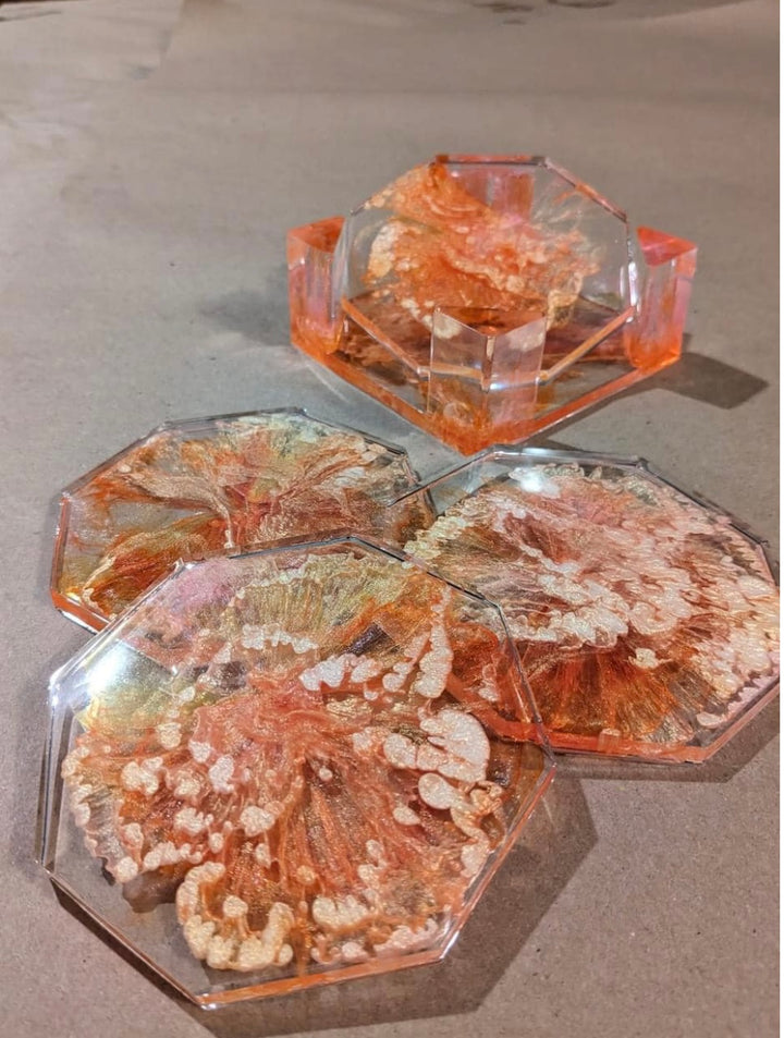 RESIN COASTERS WITH PRESSED FLOWERS