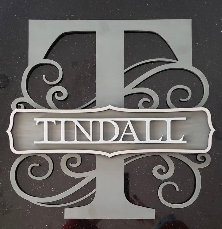 Lasered Large Letter with Word in center