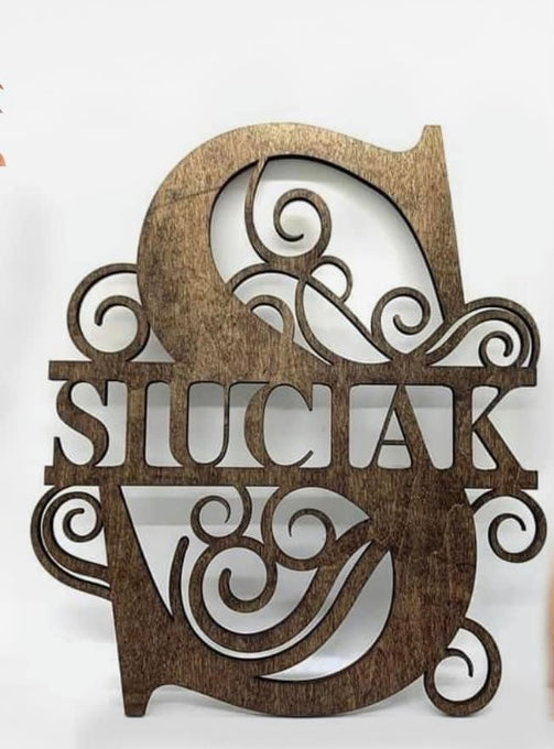 Lasered Large Letter with Word in center
